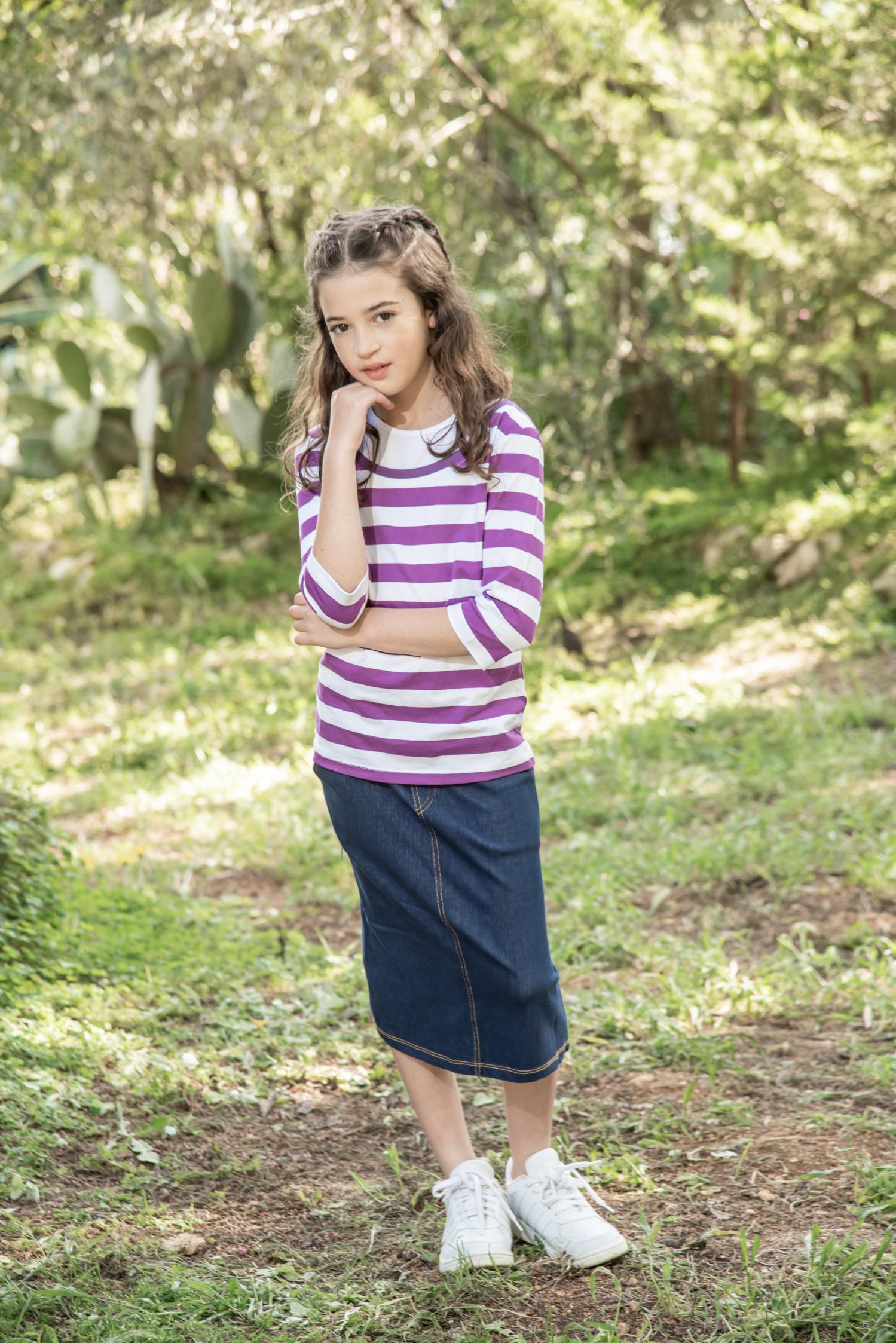 פטרול | בגדי ילדות - חולצות לילדות - חולצת סיגלית