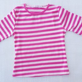 חולצת נופך ורוד פוקציה-לבן