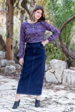 חצאית אמונה ג'ינס ליקרה מקסי נערות/ נשים 3-5